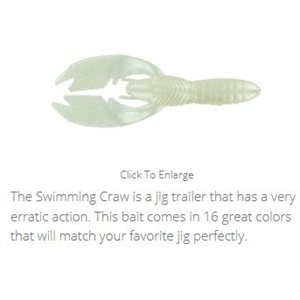 "3"" SWIMMING CRAW / PEARL (6 PACK)"