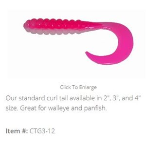 "3"" CURL TAIL GRUB / PINK / WHITE (10 PACK)"