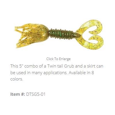 5" Double Tail Skirted GrubPumpkin Pepper Green