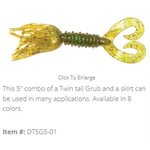 5" Double Tail Skirted GrubPumpkin Pepper Green