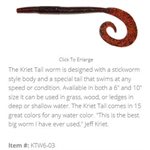 "6"" K TAIL WORM / RED BUG (10 PACK)"