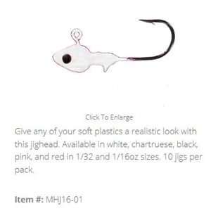 MINNOW HEAD JIGHEAD 1 / 16 OZ / WHITE / BLACK EYE