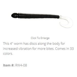 "4"" DISC WORM / BLACK / WHITE TAIL (10)