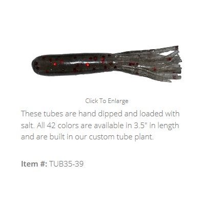"3.5"" SALT TUBE / SMOKE W / MAG RED FLAKE (10 PACK)"