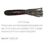 "3.5"" SALT TUBE / SMOKE W / MAG RED FLAKE (10 PACK)"