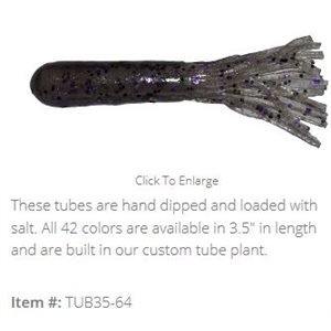 "3.5"" SALT TUBE / SMOKE W / BLACK & PURPLE FLAKE (10 PACK)"