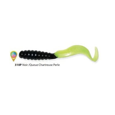 "4"" TWISTER MULTI-COLOR 10 PCS BLACK CHARTREUSE TAIL"