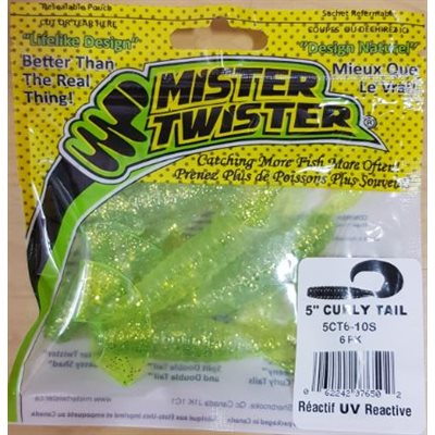 5" CURLY TAIL GRUB 6 PCSCHARTREUSE FLAKE