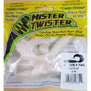 5" CURLY TAIL GRUB 6 PCSWHITE PEARL