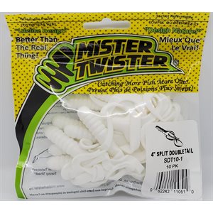 "4"" SPLIT DOUBLE TAIL 10 PCS WHITE"