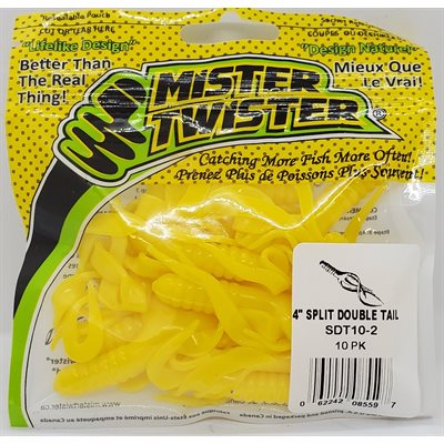 "4"" SPLIT DOUBLE TAIL 10 PCS JAUNE"