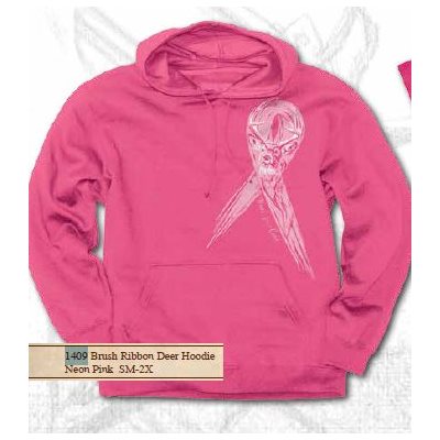 Brush Ribbon Deer Hoodie «neon Pink