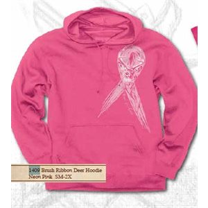 Brush Ribbon Deer Hoodie «neon Pink