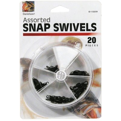 Danielson D1009 Snap Swivel Assortment Black w / Dial Box 20pc