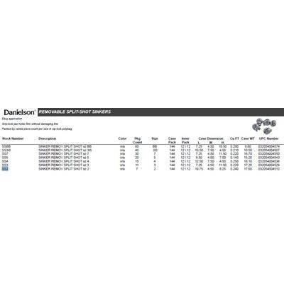 Danielson SS3 / 0 Removable Split Shot Sinker Size 3 / 0 40pk
