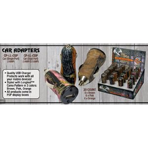 Longleaf camo car charger adapter, single port,