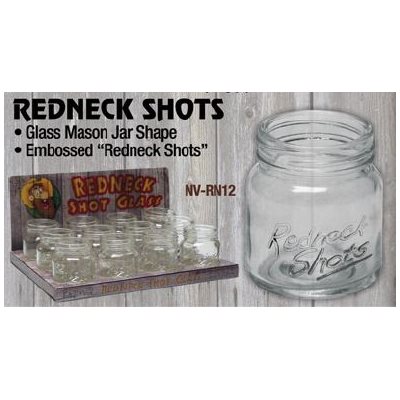 Redneck Mason Jar shot glass, 12 ct. dsp