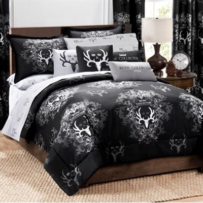 BONE COLLECTOR BLACK COMFORTER SET QUEEN