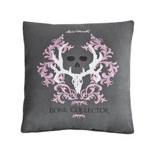 BONE COLLECTOR PINK GRAY SQUARE PILLOW