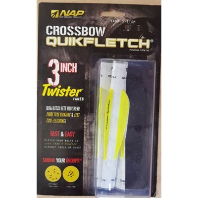 QUIKFLETCH 3" TWISTER FOR CROSSBOW - W / Y / Y (3 PACK)