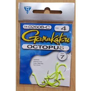 Octopus Hook Fsnt Chartreuse #4 7PK