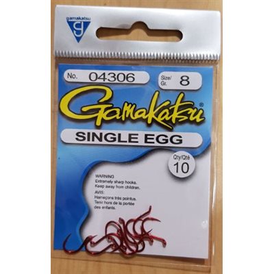 Single Egg Hook Red #8 10PK