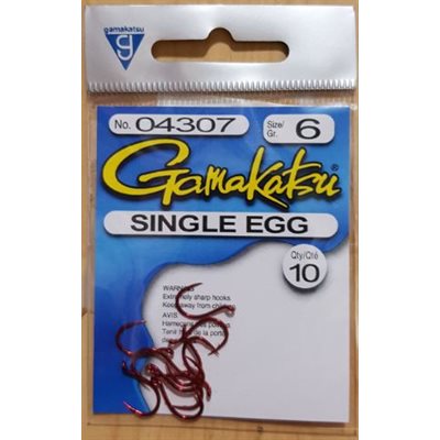 Single Egg Hook Red #6 10PK
