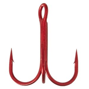 Treble Hk Round Bend Red #4 9PK