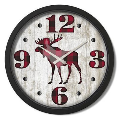 15" dia. Contemporary Clocks MOOSE PLAID