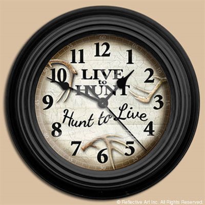 10” dia. Wall Clocks LIVE TO HUNT