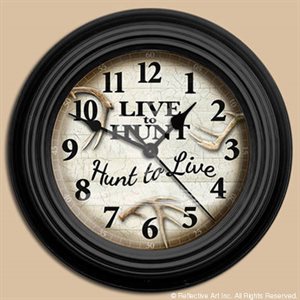 10” dia. Wall Clocks LIVE TO HUNT
