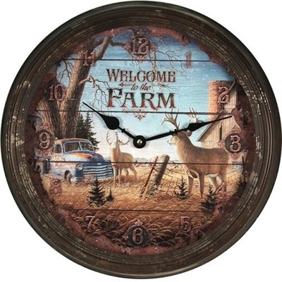 Clock 15-inch - Deer Scene (Rusted)