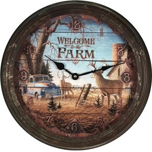 Clock 15-inch - Deer Scene (Rusted)