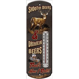 Tin Thermometer - Shootin Deers