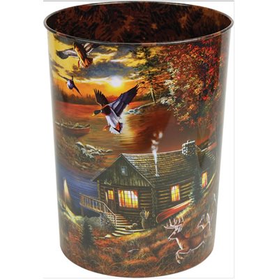 Waste Basket - Cabin Scene