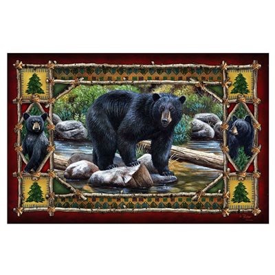 Door Mat Rubber 26in x 17in - Bear Scene