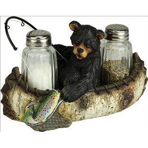 Salt and Pepper Shakers - Fishing Bear