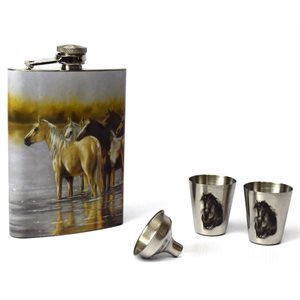 Flask and Shot Set - Horse