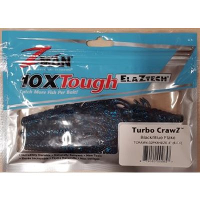 TURBO CRAWZ 4" BLACK BLUE FLAKE 6 PACK