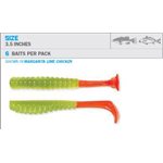 SWIMMIN' TROUT TRICK 3.5" ROOTBEER /  CHARTREUSE TAIL 6 PACK