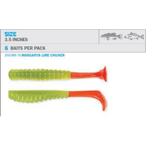 SWIMMIN' TROUT TRICK 3.5" ROOTBEER / CHARTREUSE TAIL 6 PACK