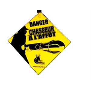 AFFICHE CORO JAUNE ET NOIRE CHASSEUR A L'AFFUT