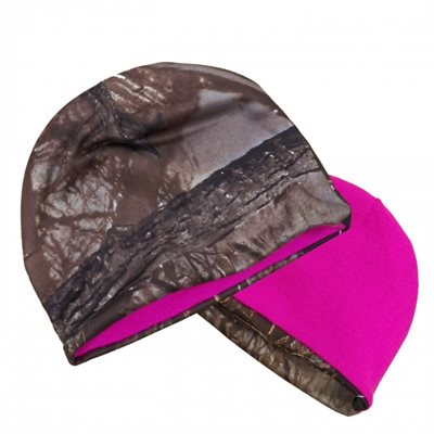 Muddy Water Camo Reversible Beanie, Pink / Camo