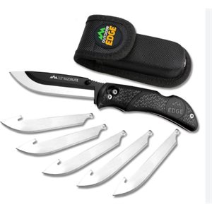 "3.5"" RAZOR-PRO L | BLACK | 6 STAINLESS DROP POINT BLADES